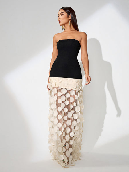 Elegant Polka Dot Spliced Maxi Dress for a Chic and Sophisticated Look
