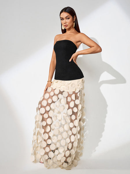 Elegant Polka Dot Spliced Maxi Dress for a Chic and Sophisticated Look