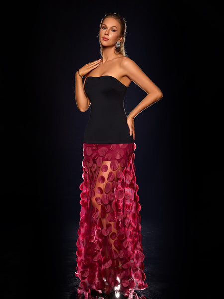 Harper Strapless Mesh A-Line Maxi Dress