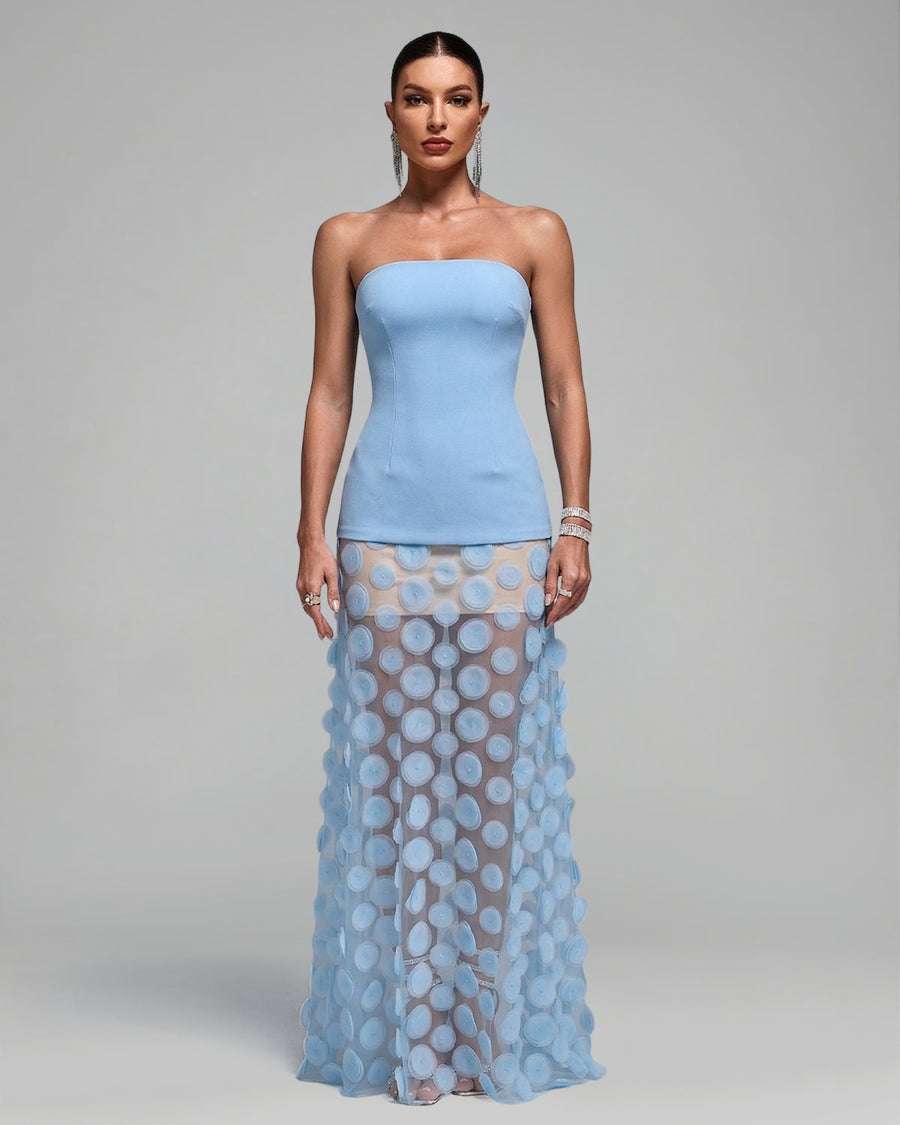 Bellamy Capri — Polka Dots Spliced Sheer Maxi Dress, alternate view 2