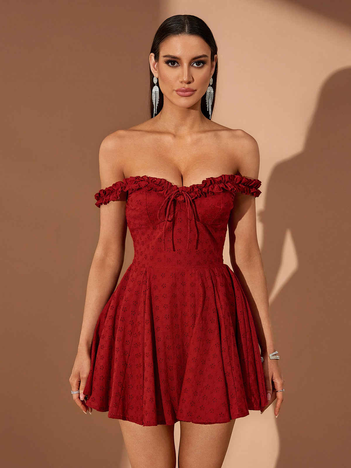 Wilhelmina Fontaine — Ruffle Straps Corset A-line Mini Dress, alternate view 5