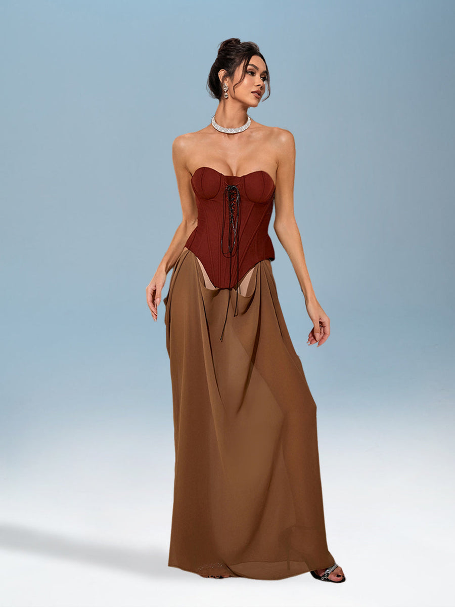 Two-Tone Open Cut Dress for Explanation