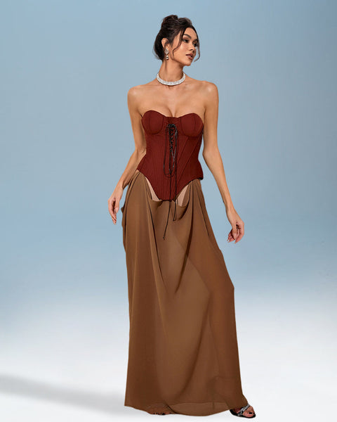 Two-Tone Open Cut Dress for Explanation