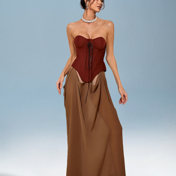 Two-Tone Open Cut Dress for Explanation