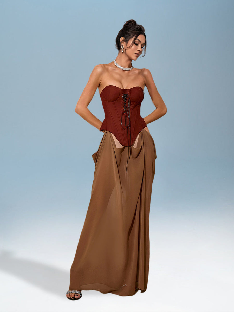 Two-Tone Open Cut Dress for Explanation