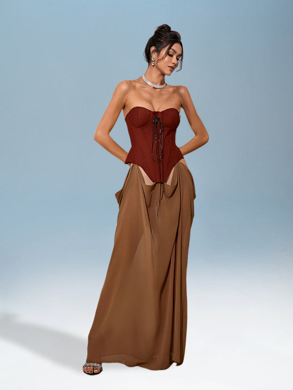 Two-Tone Open Cut Dress for Explanation