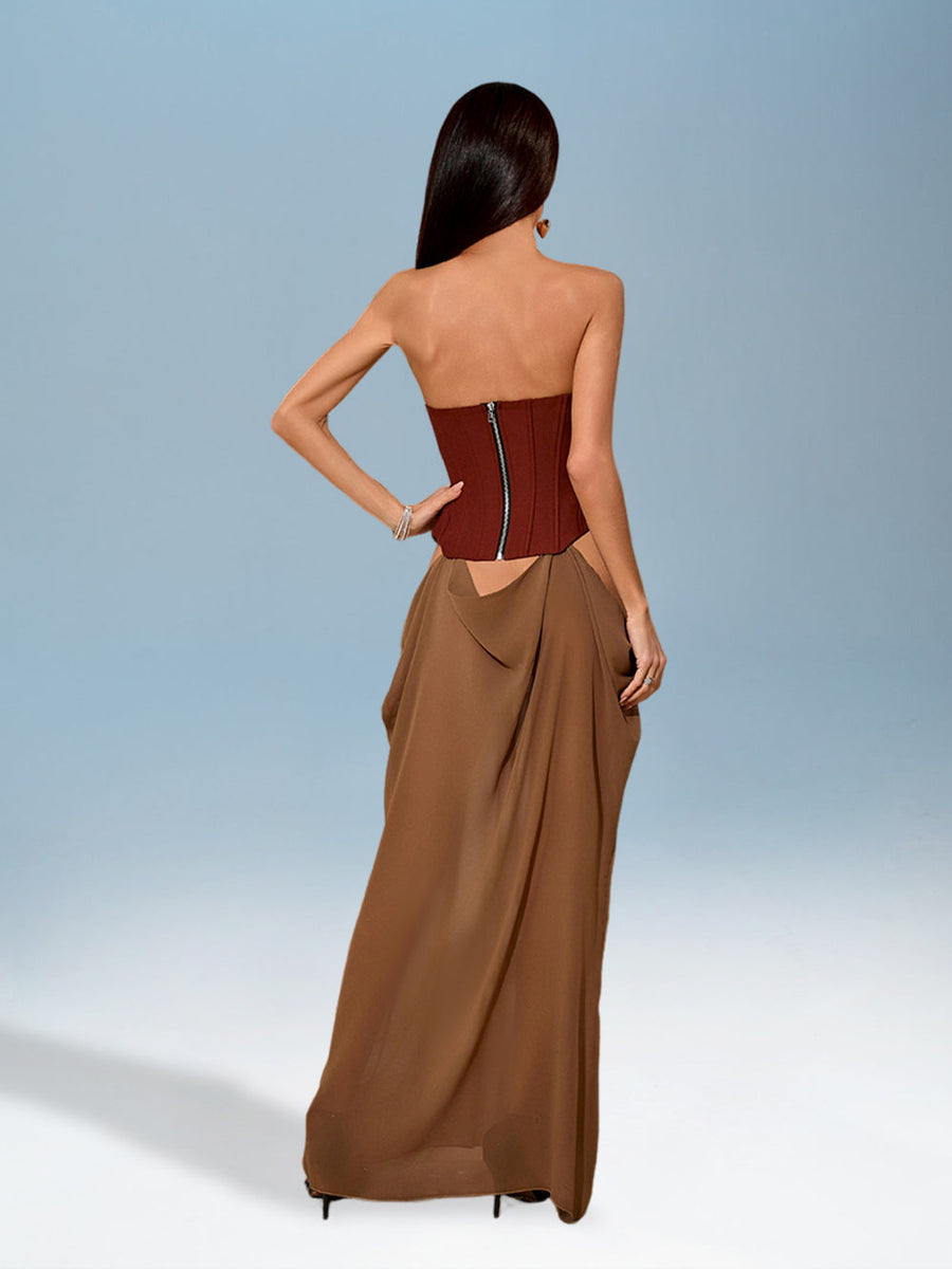 Two-Tone Open Cut Dress for Explanation