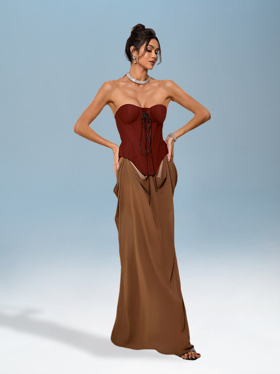 Two-Tone Open Cut Dress for Explanation