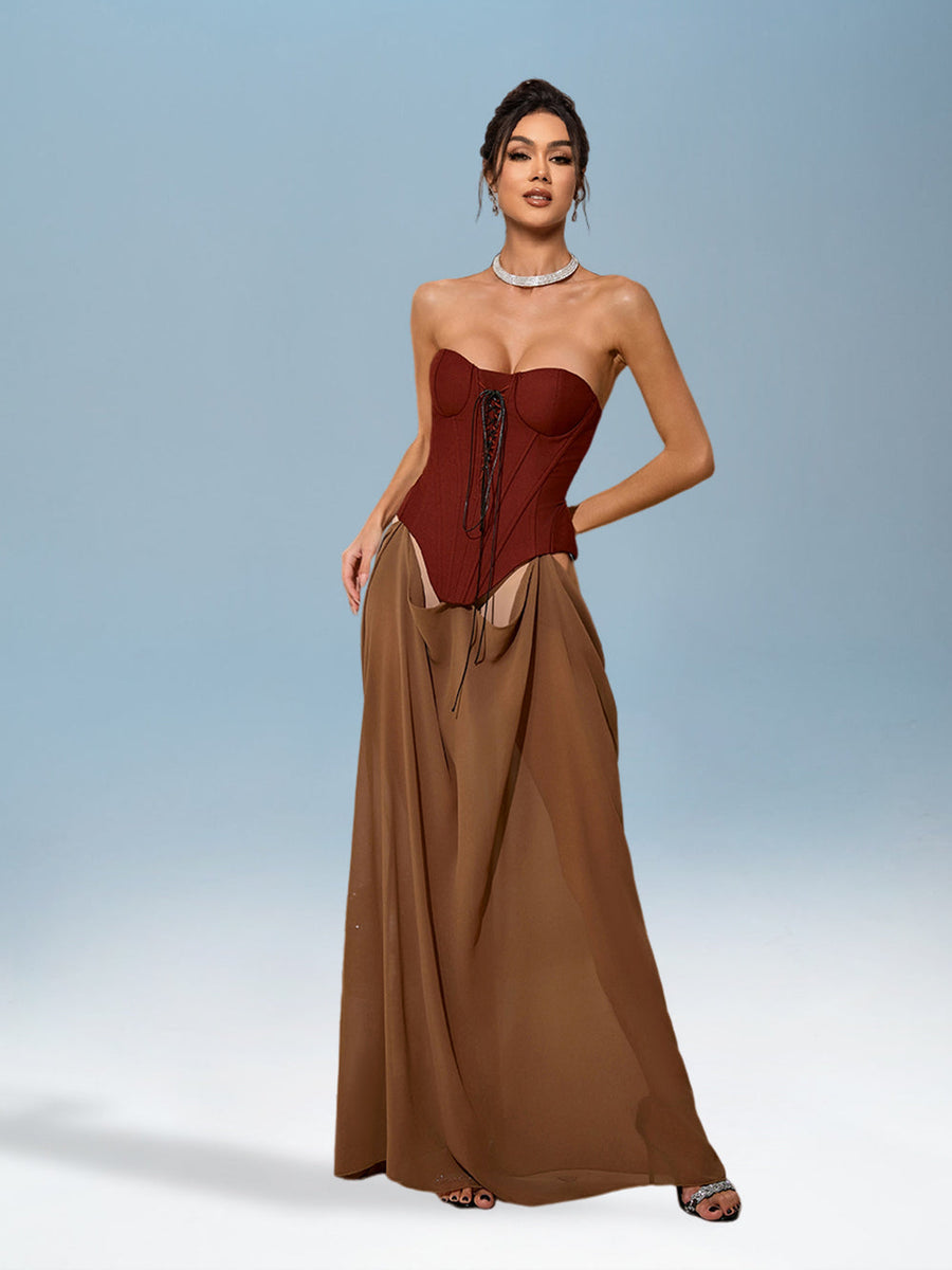 Two-Tone Open Cut Dress for Explanation