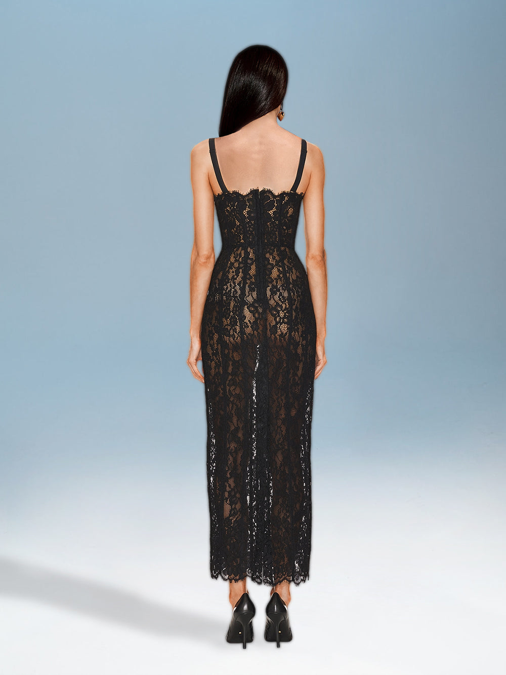 Dahlia Bellamy — Elegant Strappy Lace Backless Maxi Dress, alternate view 3