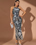 Botanical Sequin Open Back Gown