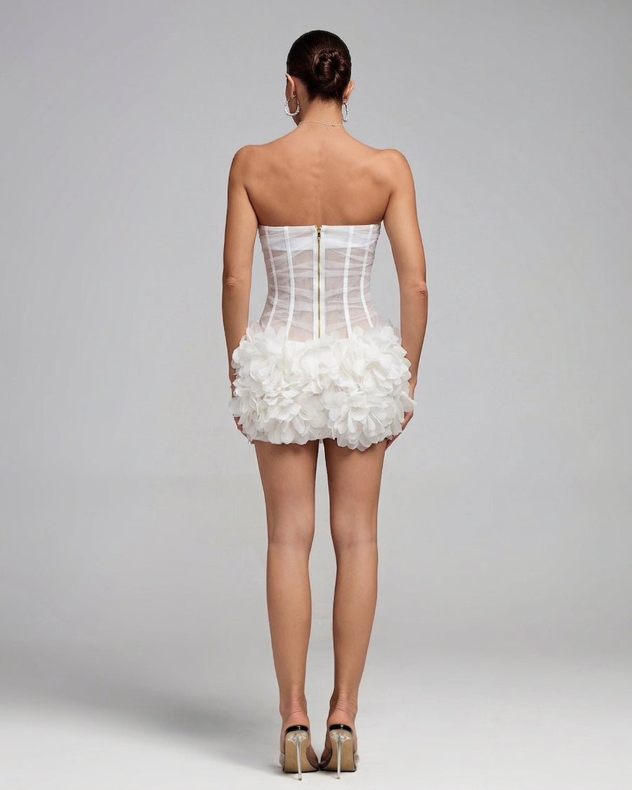 True Monaco — Strapless Sheer Flowers Hemline Mini Dress, alternate view 2