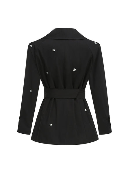 Blazer-Kleid mit Strasssteinen und Gürtel