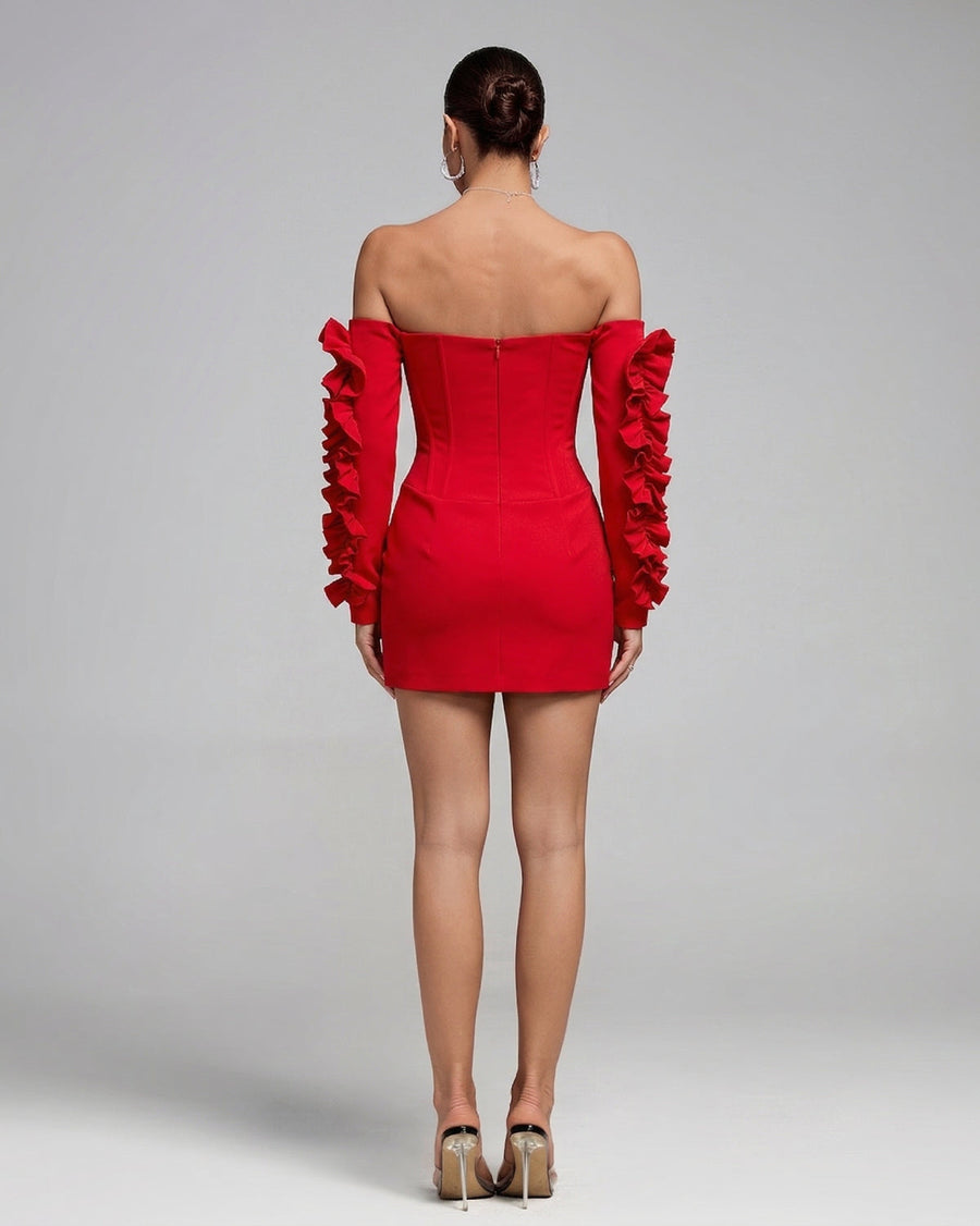 Sol Monaco — Off Shoulder Frill Rhinestone Mini Dress, alternate view 2