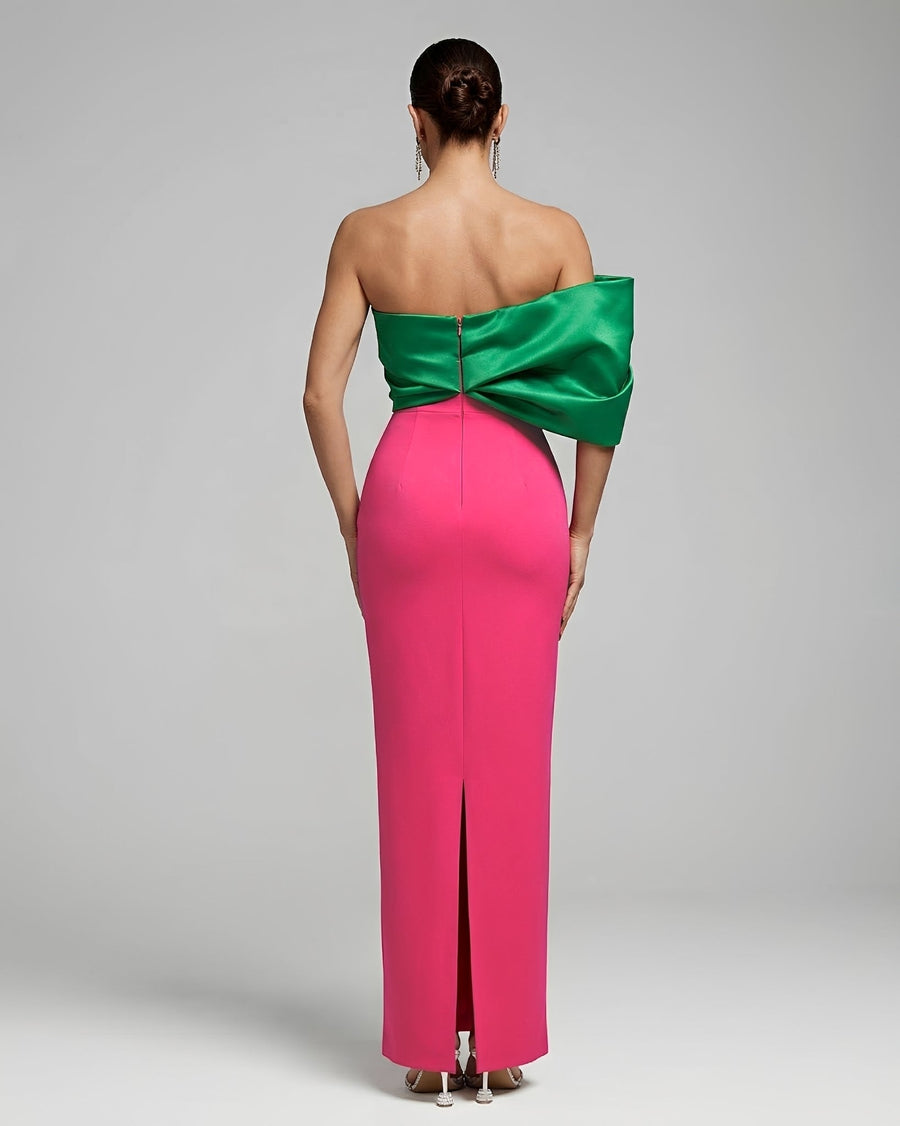 Winter Capri — Strapless Contrast-Color Pleated Maxi Dress, alternate view 2