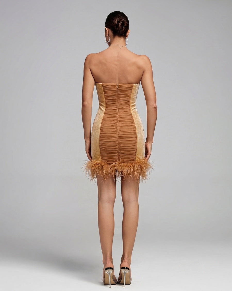 Nova Monaco — Crystal & Feather Embellished Ruched Mini Dress, alternate view 2