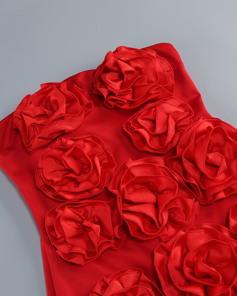 Trägerloses Mini-Kleid mit opulenten Blumenmuster