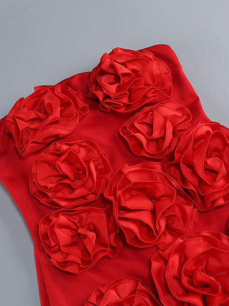 Trägerloses Mini-Kleid mit opulenten Blumenmuster