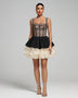Trägerloses Mini-Kleid mit Strass und Lagenlook