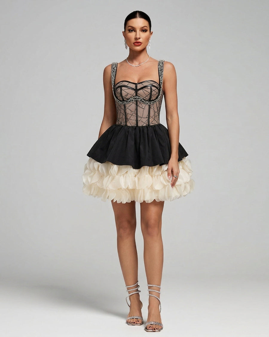 Ocean Monaco — Strappy Rhinestone Mini Layered Dress
