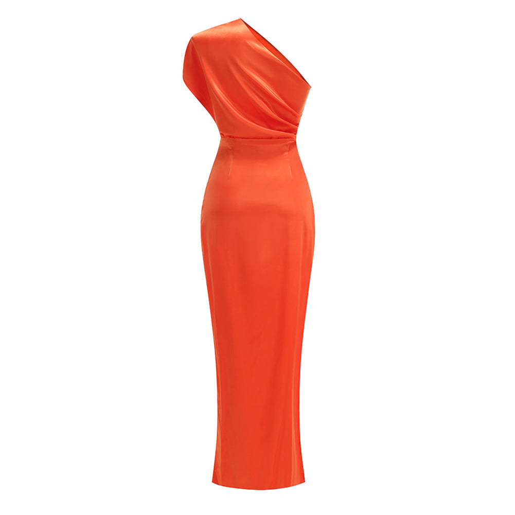 Onyx Lefèvre — Elegant One-Shoulder Maxi Dress in Solid Color KLYS018, alternate view 4