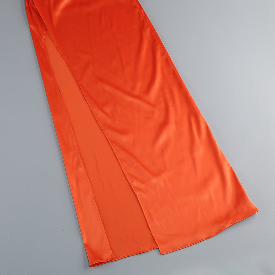 Elegant One-Shoulder Maxi Dress in Solid Color KLYS018