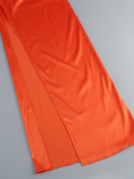 Elegant One-Shoulder Maxi Dress in Solid Color KLYS018