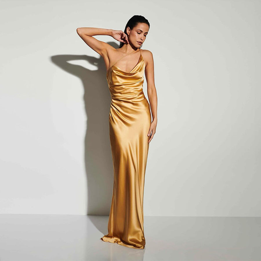 Elegant One-Shoulder Sleeveless Maxi Dress KLYS020 for a Chic and Stylish Look