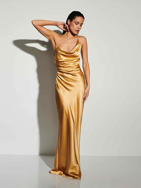 Elegant One-Shoulder Sleeveless Maxi Dress KLYS020 for a Chic and Stylish Look