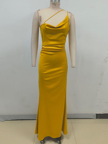 Elegant One-Shoulder Sleeveless Maxi Dress KLYS020 for a Chic and Stylish Look