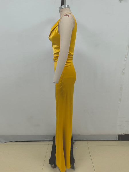 Elegant One-Shoulder Sleeveless Maxi Dress KLYS020 for a Chic and Stylish Look