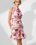 Floral flowy dress with gathered details and volume