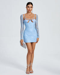 Sol Lefèvre — Floral Bustier Strap Mini Lace Dress