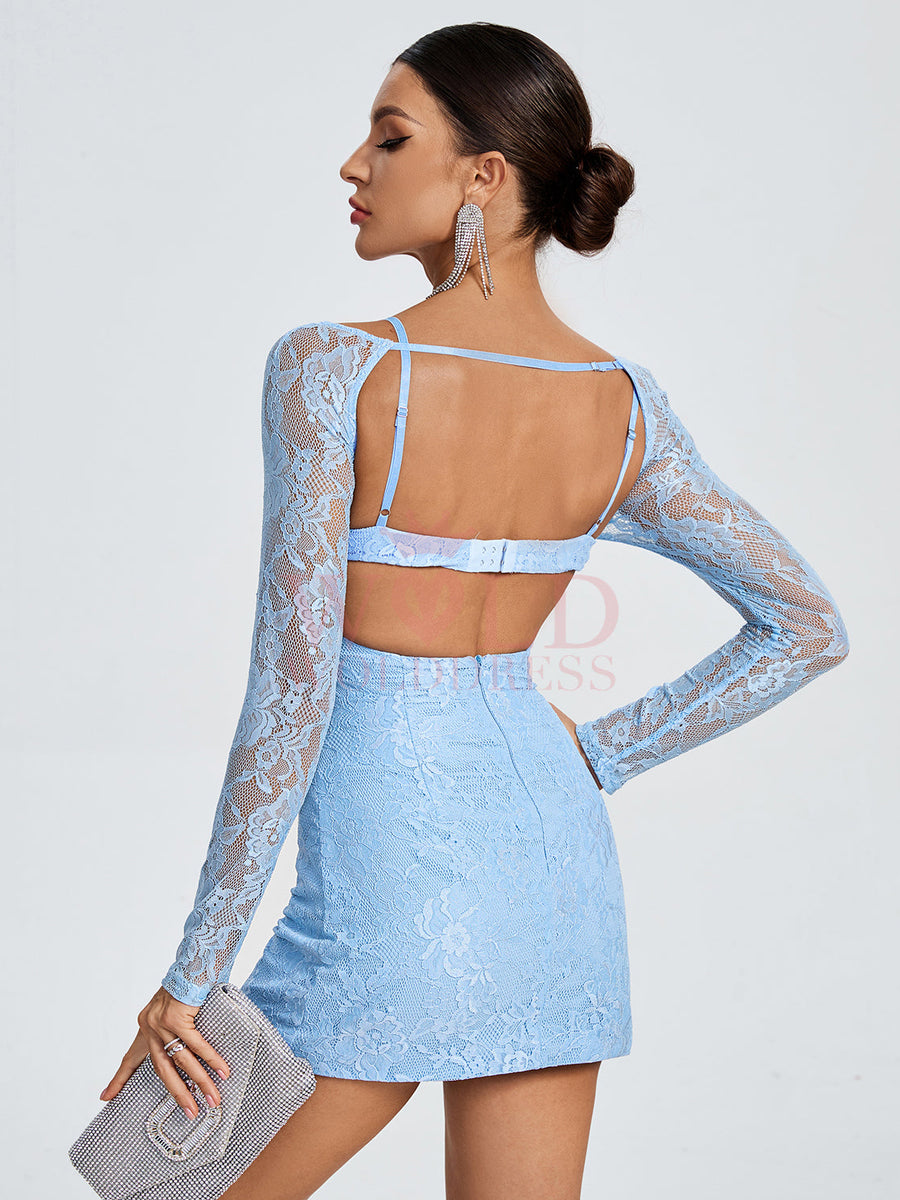 Floral Bustier Strap Mini Lace Dress