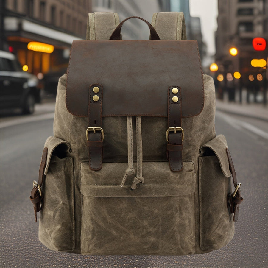 Kingston™ — Durable Canvas Backpack Light Brown Men's Statement Handbag, alternate view 2
