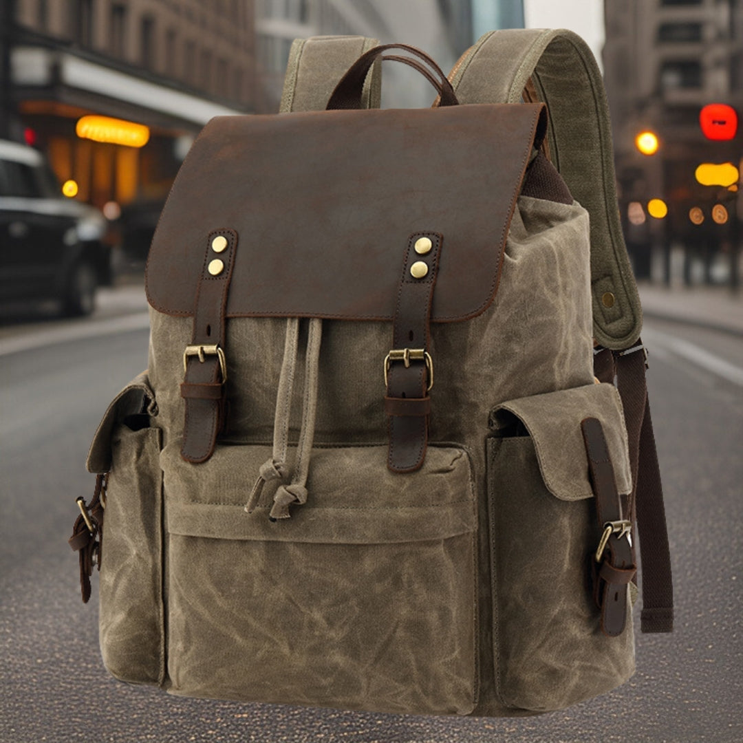 Kingston™ — Durable Canvas Backpack Light Brown Men's Statement Handbag