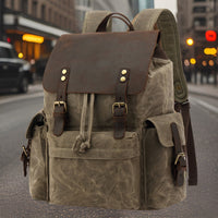Kingston™ — Durable Canvas Backpack Light Brown Men's Statement Handbag
