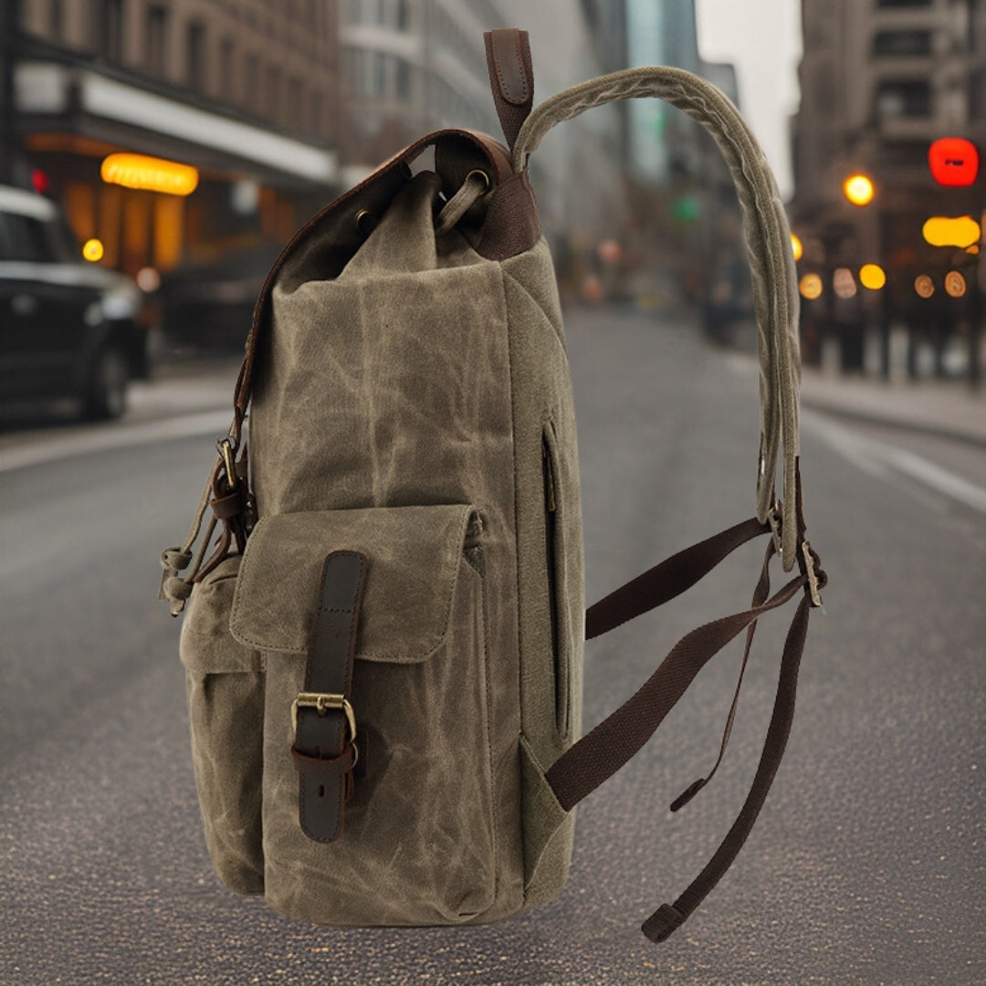 Kingston™ — Durable Canvas Backpack Light Brown Men's Statement Handbag, alternate view 3