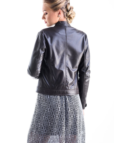 Brown Sporty Cut Genuine Leather Jacket