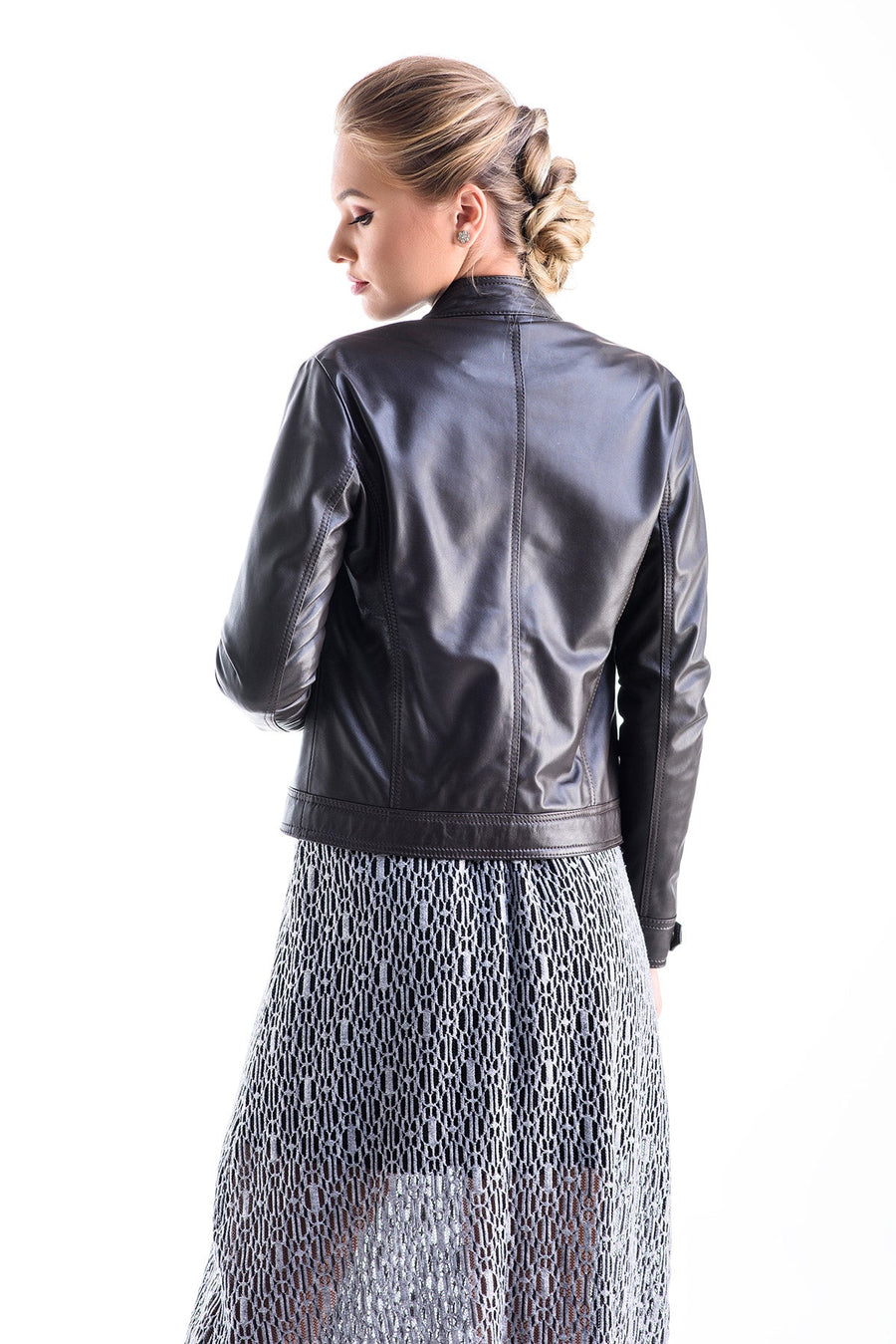 Vérène — Brown Sporty Cut Genuine Leather Jacket