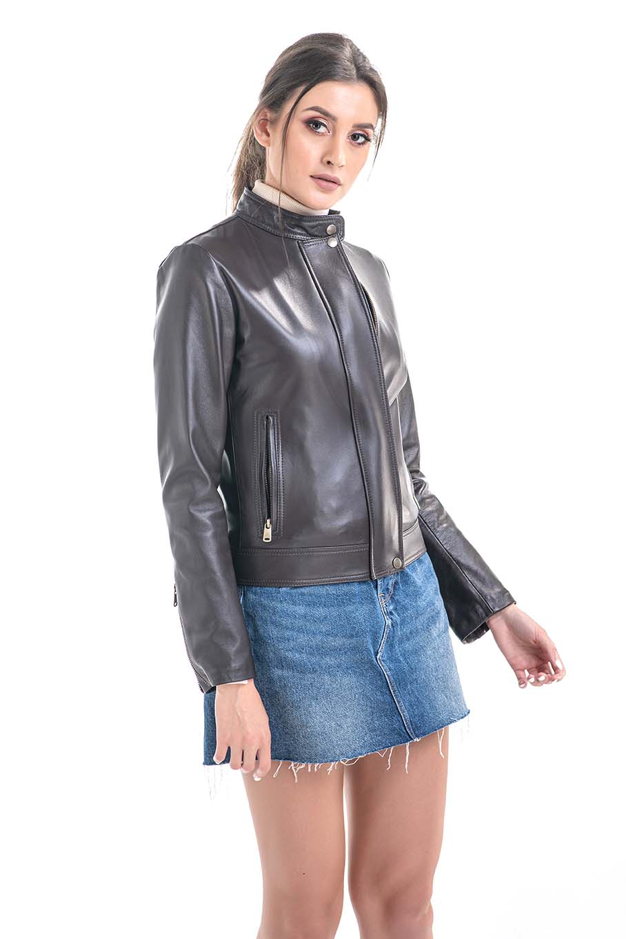 Adelisa Beaumont — Brown Trendy Genuine Sheepskin Jacket, alternate view 3