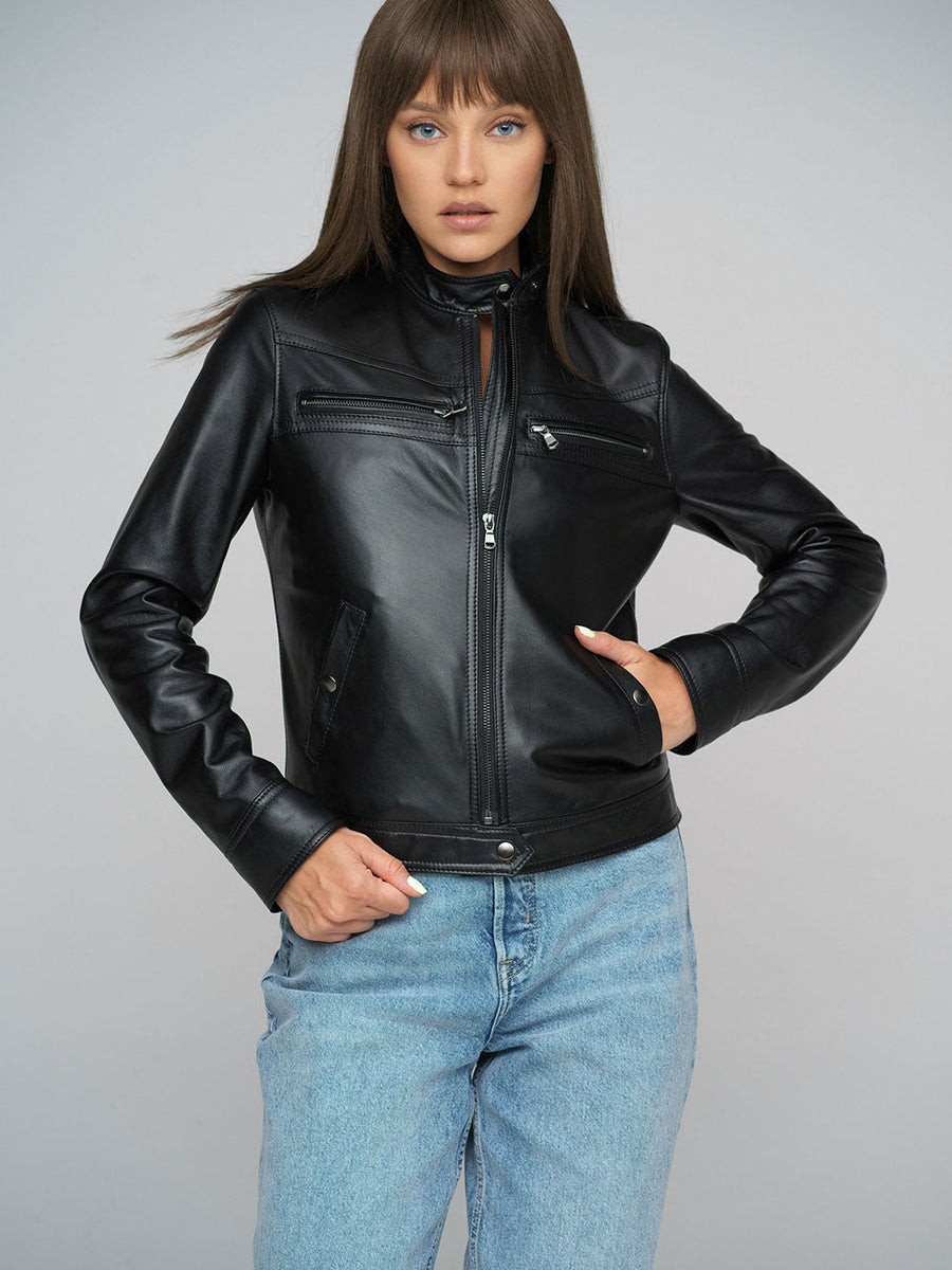 Black Genuine Lambskin Jacket-2