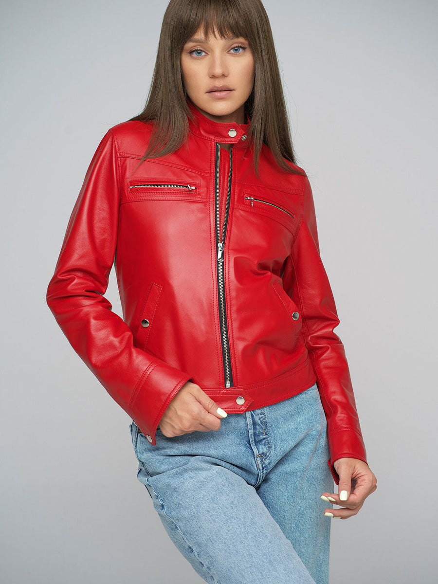 Red Genuine Lambskin Jacket