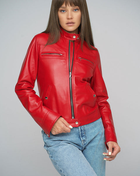 Red Genuine Lambskin Jacket