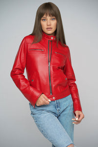 Philomène — Red Genuine Lambskin Jacket