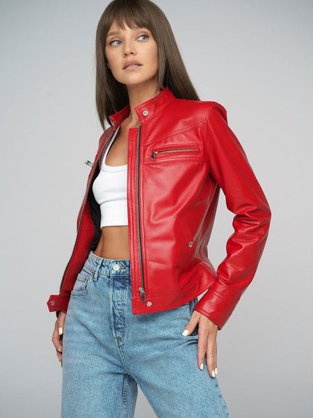 Red Genuine Lambskin Jacket