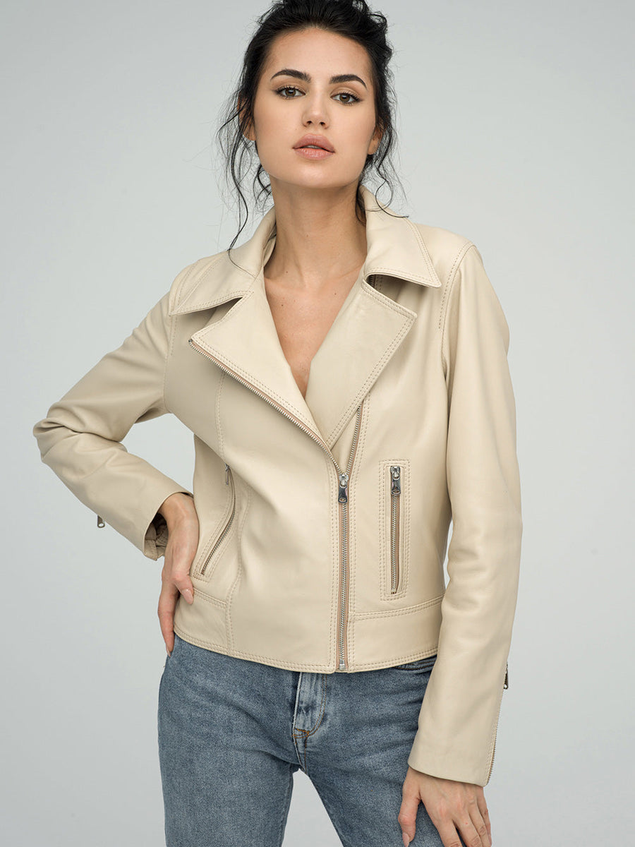 Cream Genuine Sheepskin Jacket-0