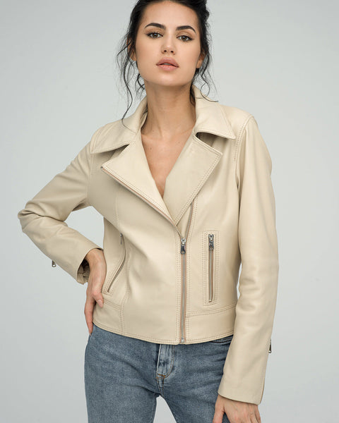 Cream Genuine Sheepskin Jacket-0