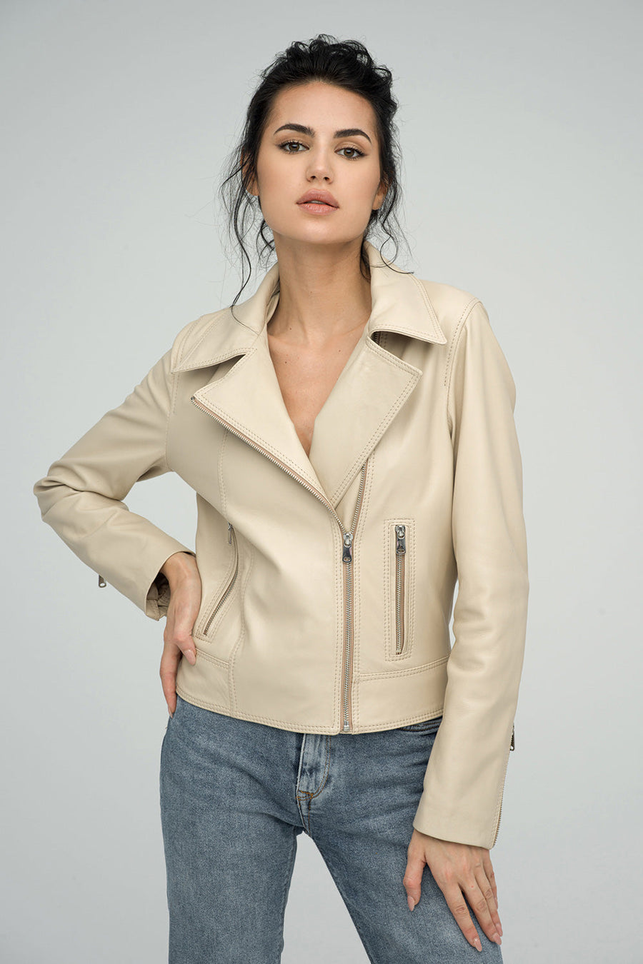 Brielle Beaumont — Cream Genuine Sheepskin Jacket