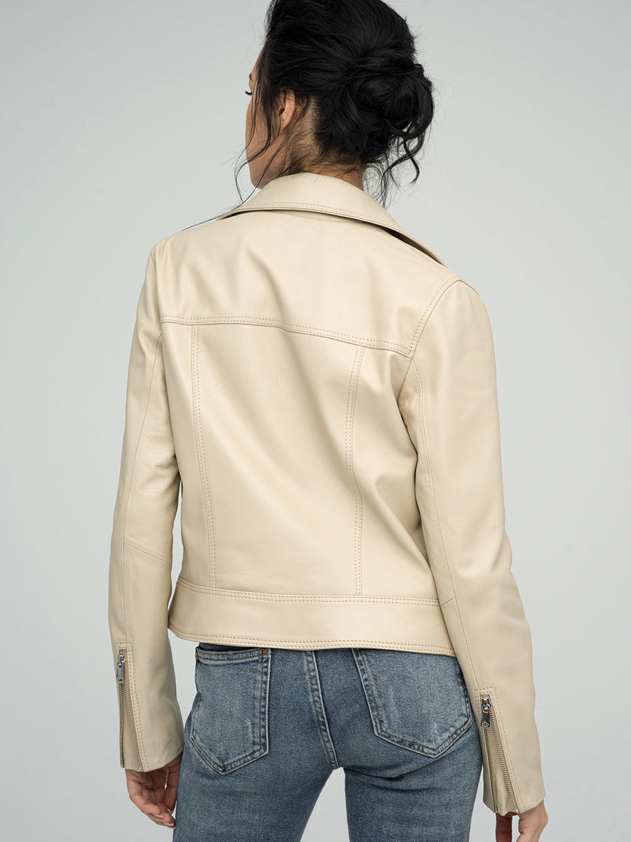 Cream Genuine Sheepskin Jacket-1
